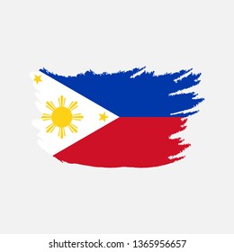 Flag of Philippines with brush stroke effect, Philippines flag template design. Vector Eps 10