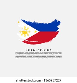 Flag of Philippines with brush stroke effect and information text poster, Philippines flag template design. Vector Eps 10