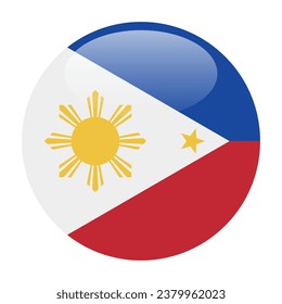 The flag of the Philippines. Button flag icon. Standard color. Circle icon flag. 3d illustration. Computer illustration. Digital illustration. Vector illustration.