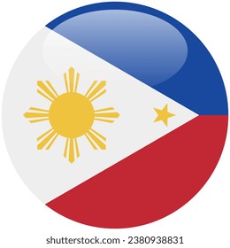 The flag of the Philippines. Button flag icon. Standard color. Circle icon flag. 3d illustration. Computer illustration. Digital illustration. Vector illustration.