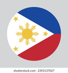 The flag of the Philippines. Button flag icon. Standard color. Circle icon flag. Computer illustration. Digital illustration. Vector illustration.