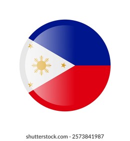 The flag of philippines. Circle icon flag. Button flag icon. Standard color. 3d illustration. glossy circle badge	