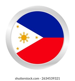 Flag of Philippines. Circle flag icon logo. Round flag. Flag icon. Standard color. Digital illustration. Vector illustration.	