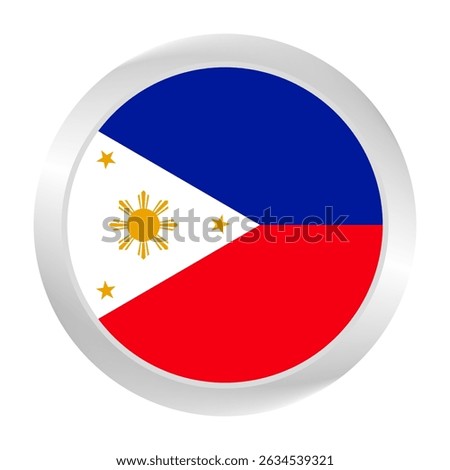 Flag of Philippines. Circle flag icon logo. Round flag. Flag icon. Standard color. Digital illustration. Vector illustration.	