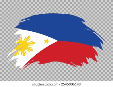 Flag of Philippines with distressed paint stroke brush effect on isolated background