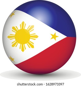Flag of Philippines in the form of a ball isolated on white background.