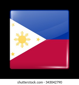Flag of Philippines. Glassy Icon Square Shape. This is File from the Collection Flags of Asia
