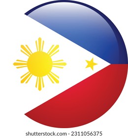 The flag of the Philippines. Flag icon. Standard color. Round flag. 3d illustration. Computer illustration. Digital illustration. Vector illustration.