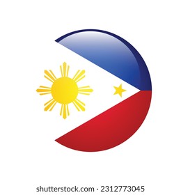 The flag of the Philippines. Flag icon. Standard color. Round flag. 3d illustration. Computer illustration. Digital illustration. Vector illustration.