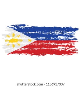 Flag of Philippines the illustration vector on a white background, brush stroke Design Elements