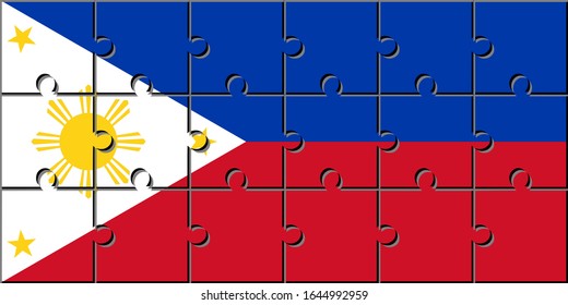 Flag of philippines made with jigsaw puzzle pieces