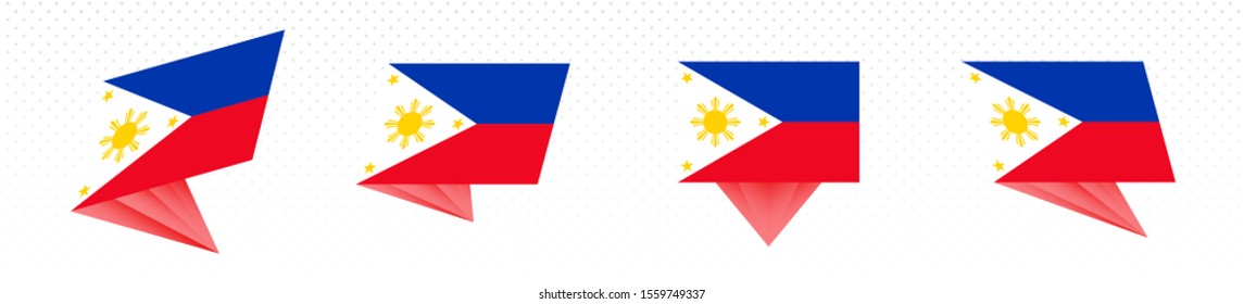 Flag of Philippines in modern abstract design, vector flag set.