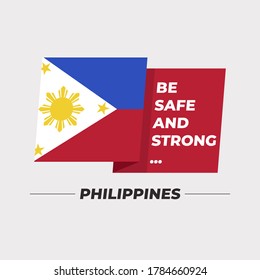 Flag of Philippines : National flag icon with encouraging message isolated on light grey background : Vector Illustration