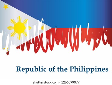 Flag of the Philippines, Republic of the Philippines. Template for award design, an official document with the flag of the Philippines. Bright, colorful vector illustration.