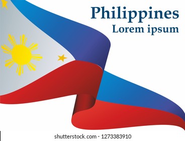 Flag of the Philippines, Republic of the Philippines. Template for award design, an official document with the flag of the Philippines. Bright, colorful vector illustration.