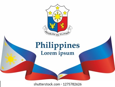 Flag of the Philippines, Republic of the Philippines. Template for award design, an official document with the flag of the Philippines. Bright, colorful vector illustration.