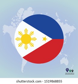 Flag of Philippines Round Glossy Icon. Vector illustration eps 10.