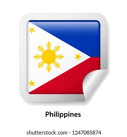 Flag of Philippines. Round glossy sticker