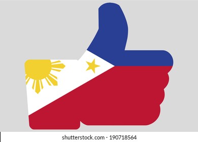 The flag of Philippines in a Thumbs Up Icon