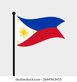 Bandeira das Filipinas. Projeto de ícone de ilustração de vetor de bandeira das Filipinas. Bandeira de mastro flutuante.