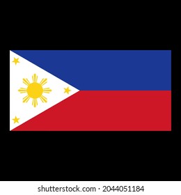 
Flagge der Philippinen, Vektorgrafik auf schwarzem Hintergrund