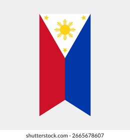 Bandera de Filipinas. Ilustración vectorial digital de ícono de bandera de Vertical de Filipinas. La bandera colgante.