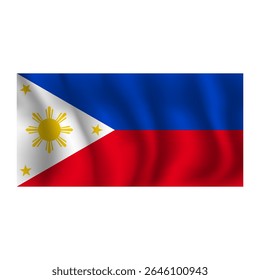Bandeira das Filipinas ondulada flui ao vento, com dobras 3d