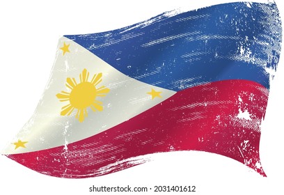 drapeau des Philippines au vent avec une texture