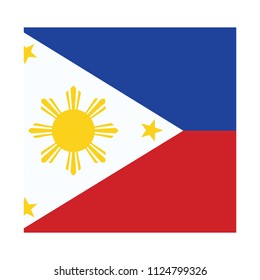 Flag of Philippines,Philippines Flag Vector Square Icon - Illustration, Flag of Philippines. Abstract concept, icon, square, button. Raster illustration on white background.