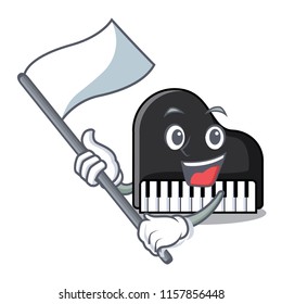 With flag piano mascot cartoon style