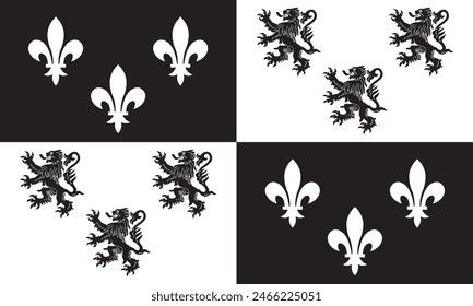 Flag of Picardy province in white and black color. Vector illustration