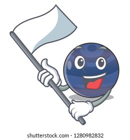 With flag picture neptune planet in cartoon form