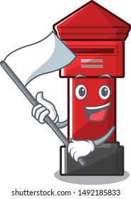 With flag pillar box on a cartoon highway