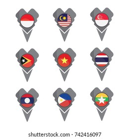 Flag Pin Gray Location And Point Navigation South East Asia
