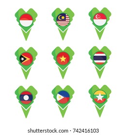 Flag Pin Green Location And Point Navigation South East Asia