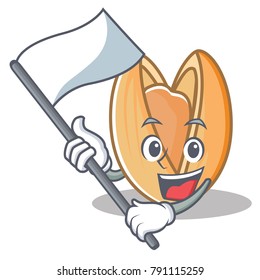 With flag pistachio nut mascot cartoon
