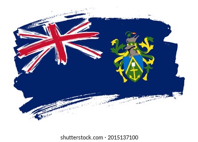 Flag of  Pitcairn Islands, British Overseas Territory. Banner brush concept. Horizontal vector Illustration isolated on white background.  