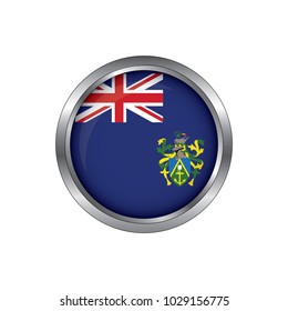 Flag of Pitcairn Islands as round glossy icon. Button with Pitcairn Islands flag.isolated, banner vector illustration. Vector illustration eps10.