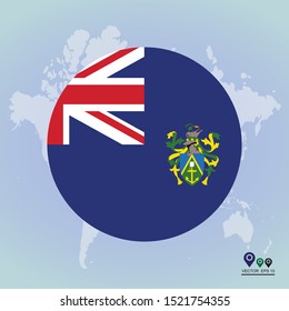 Flag of Pitcairn Islands Round Glossy Icon. Vector illustration eps 10.