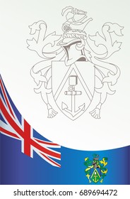 Flag of the Pitcairn Islands, template for the award, an official document with the flag and the symbol of the Pitcairn Islands, British Overseas Territories