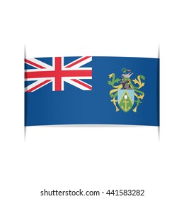 Flag of Pitcairn Islands. Vector illustration of a stylized flag. The slit in the paper with shadows. Element for infographics.