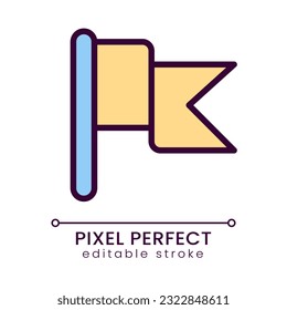 Flag pixel perfect RGB color icon. Goal achievement. Success and victory. Business performance. Isolated vector illustration. Simple filled line drawing. Editable stroke. Poppins font used