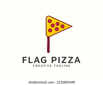 Flag pizza logo design template