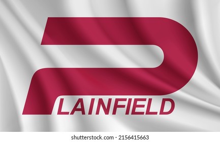 Flag of Plainfield, Indiana, USA. Realistic waving flag of Plainfield vector background.