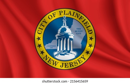 Flag of Plainfield, New Jersey, USA. Realistic waving flag of Plainfield vector background.