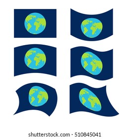 Flag planet earth set. Official national symbol. Traditional paced flag galaxy