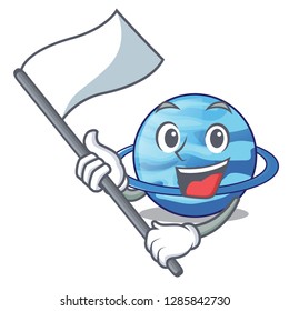 With flag planet uranus above the sky cartoon