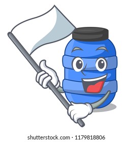 With flag plastic barrel container for fish cartoon