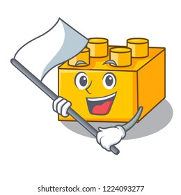 With flag plastic building toys shaped on mascot