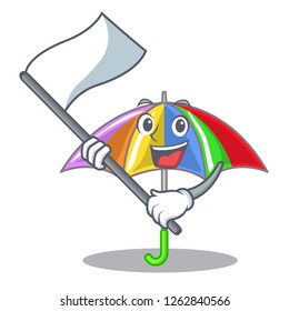 With flag playing rain with umbrella rainbow cartoon